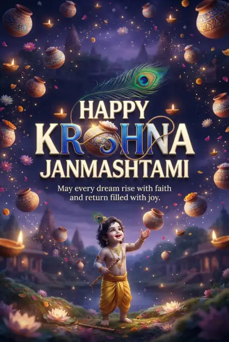 Free Happy Krishna Janmashtami 2026 Instagram Wishes Image Download
