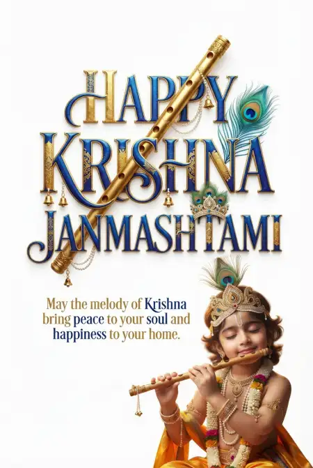 Free Happy Krishna Janmashtami 2026 Krishna Flute Background Image Download