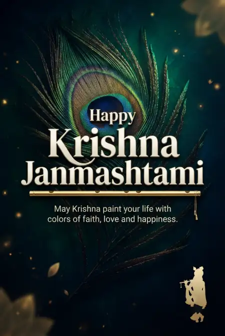 Free Happy Krishna Janmashtami 2026 Peacock Feather Images Image Download