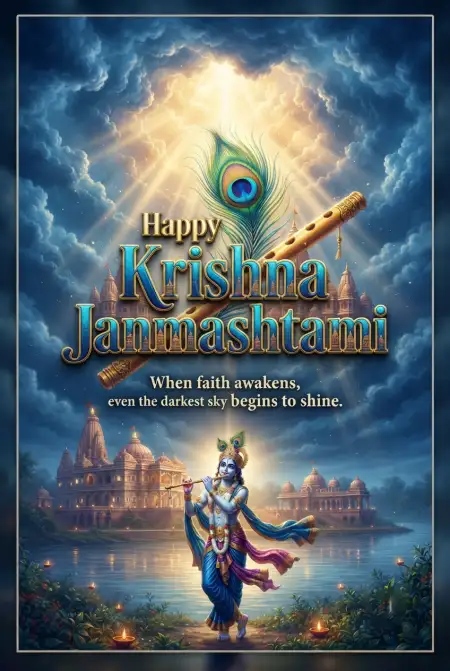Free Happy Krishna Janmashtami 2026 Poster Design Image Download