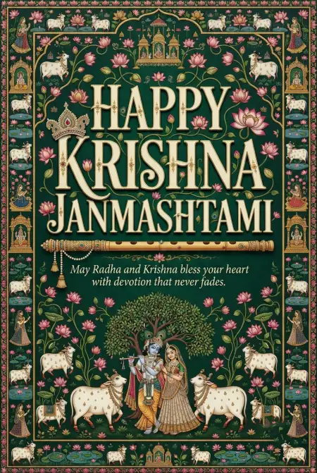 Free Happy Krishna Janmashtami 2026 Radha Krishna Wishes Image Download