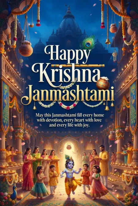Free Happy Krishna Janmashtami 2026 Social Media Post Image Download