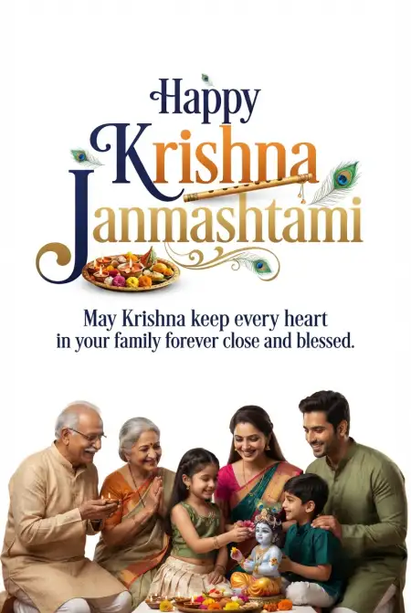 Free Happy Krishna Janmashtami 2026 Wishes For Family Image Download