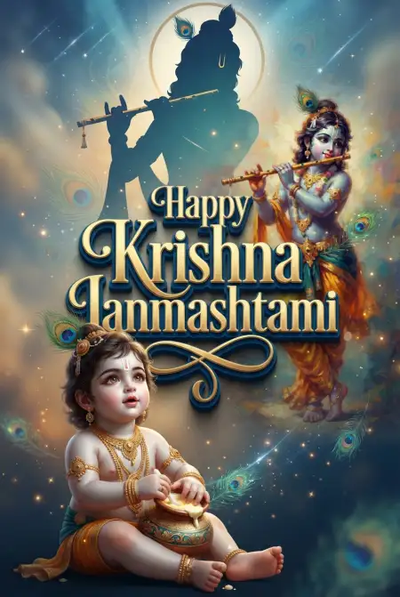 Happy Krishna Janmashtami Greetings Celebrating Lord Krishnas Birth - Free Happy Krishna Janmashtami Greetings Download