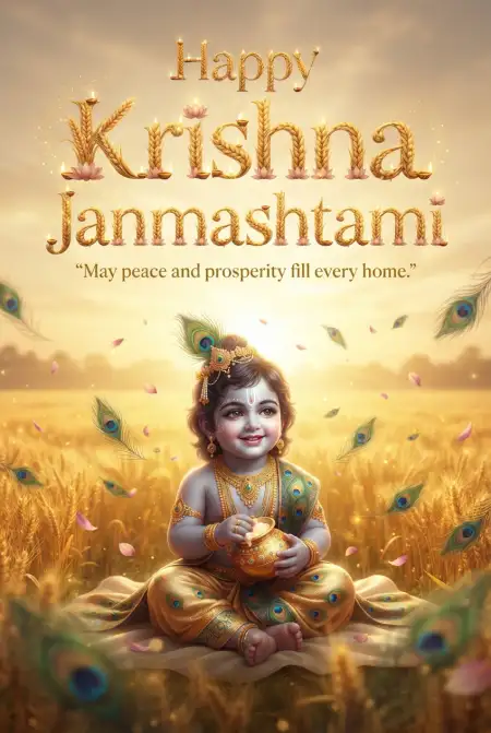Happy Krishna Janmashtami Greetings For Peace And Prosperity - Free Happy Krishna Janmashtami Greetings Download