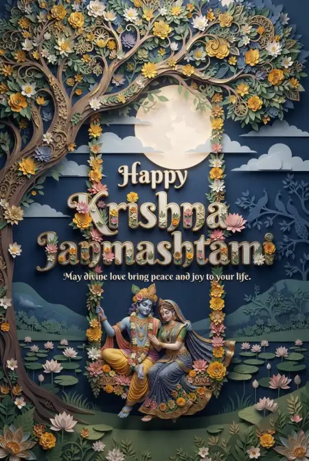Happy Krishna Janmashtami Greetings In Easy English - Free Happy Krishna Janmashtami Greetings Download