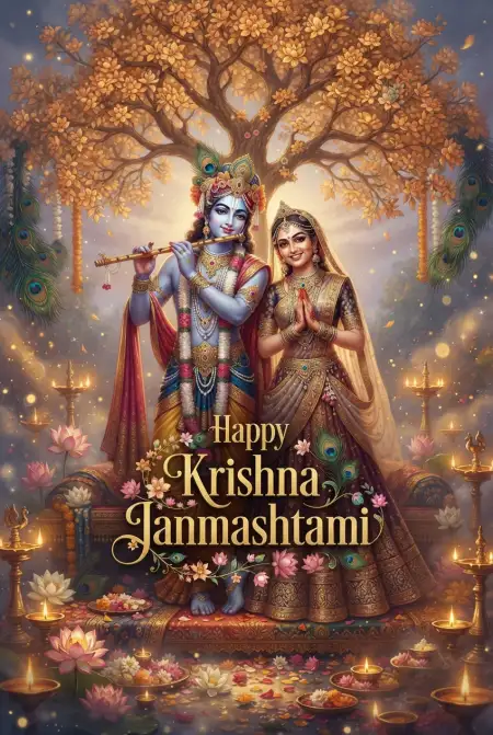 Happy Krishna Janmashtami Greetings With Radha Krishna Images - Free Happy Krishna Janmashtami Greetings Download