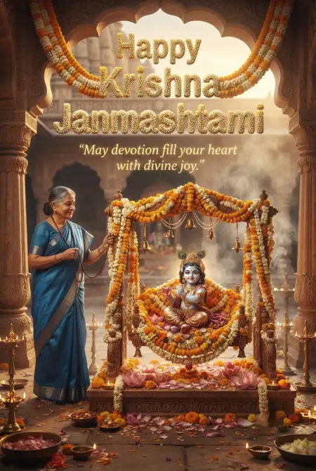 Happy Krishna Janmashtami Greetings With Sanskrit Quotes - Free Happy Krishna Janmashtami Greetings Download