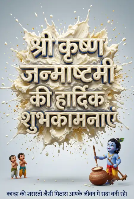 Happy Krishna Janmashtami Hindi Greeting Images - Free Shri Krishna Janmashtami Ki Hardik Shubhkamnaye In Hindi Download