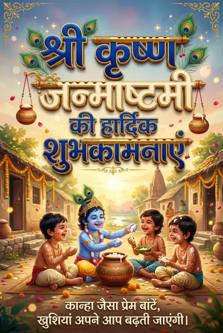 Happy Krishna Janmashtami Ki Hardik Shubhkamnaye In Hindi - Free Shri Krishna Janmashtami Ki Hardik Shubhkamnaye In Hindi Download