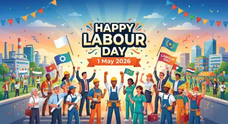 Happy Labour Day 2026 Greetings Card Template Png - Free International Workers Day 2026 Wishes Download