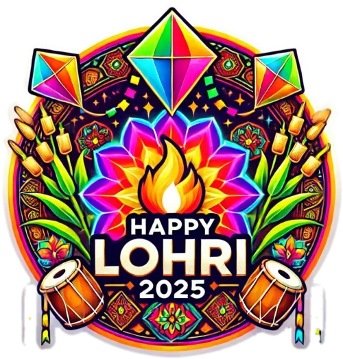 happy lohri 2025 png with punjabi text design