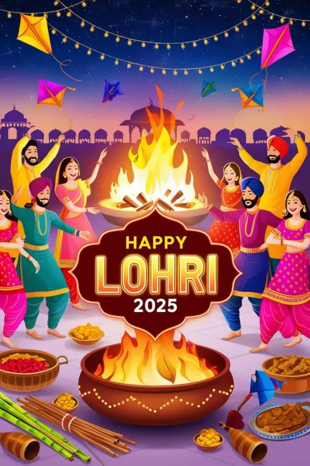 happy lohri 2025 vibrant celebration wallpapers