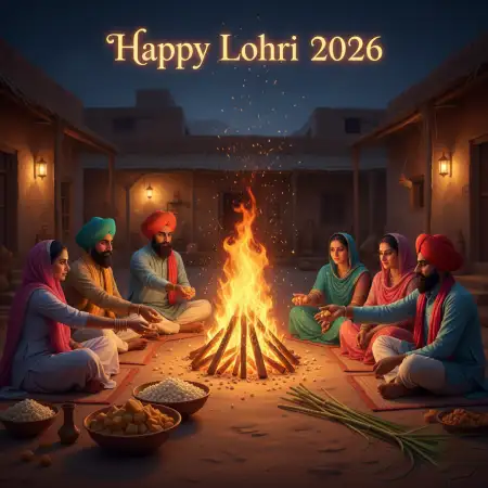 Happy Lohri 2026 Greeting With Peanuts - Free Happy Lohri 2026 Greetings Download