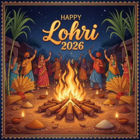 Happy Lohri 2026 Greetings Punjab Festival - Free Happy Lohri 2026 Greetings Download