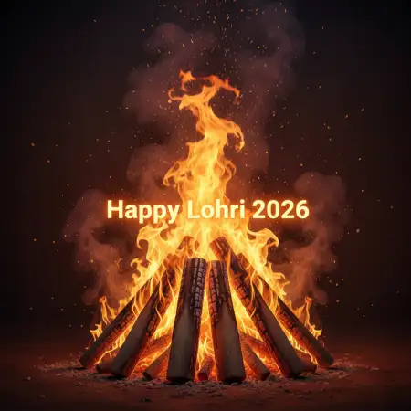 Happy Lohri 2026 Wishes With Bonfire Images - Free Happy Lohri 2026 Wishes Download
