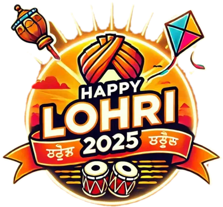 happy lohri png with colorful background