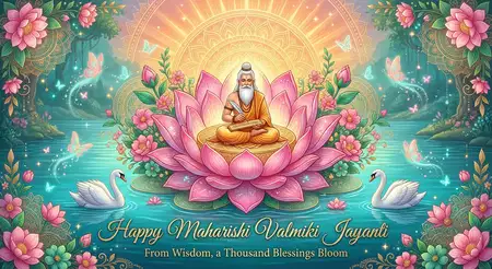 happy maharishi valmiki jayanti creative floral vector greeting card