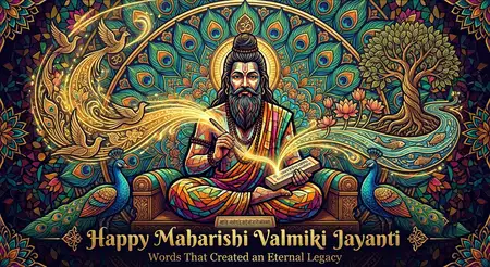 happy maharishi valmiki jayanti unique decorative lettering and spiritual wishes