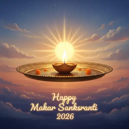 Happy Makar Sankranti 2026 Pooja Wishes With Diya Images - Free Happy Makar Sankranti 2026 Wishes Download