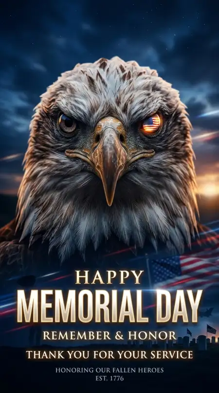 Happy Memorial Day 2026 American Eagle Artwork - Free Happy Memorial Day 2026 Download