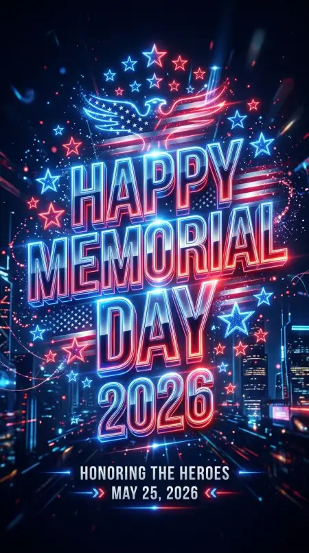 Happy Memorial Day 2026 Red White Blue Graphics - Free Happy Memorial Day 2026 Download