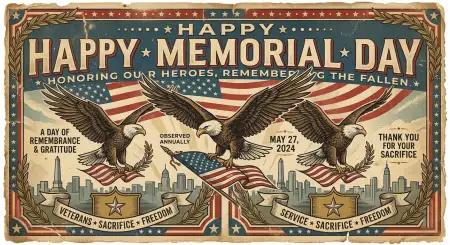 Happy Memorial Day 2026 Vintage Patriotic Designs - Free Happy Memorial Day 2026 Download