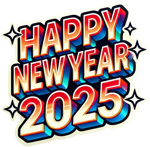 happy new year 2025 text png for website headers