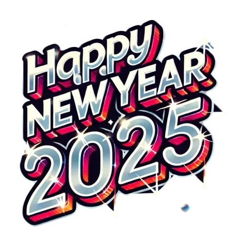 happy new year 2025 text png with sparkling effects