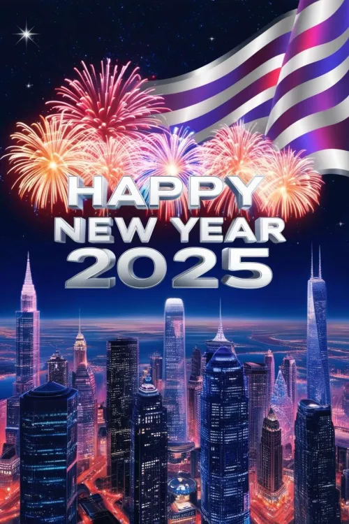 happy new year 2025 wish with glitter effects