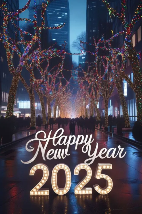 happy new year 2025 wish with golden text