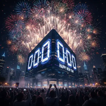 Free Happy New Year 2026 Background Neon Lights Background Download