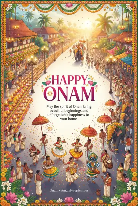 Happy Onam 2026 Kerala Festival Wishes - Free Happy Onam 2026 Download
