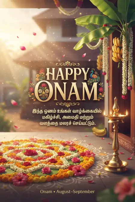 Happy Onam 2026 Tamil Wishes - Free Happy Onam 2026 Download