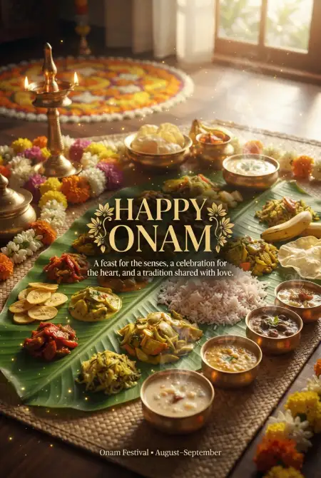 Happy Onam 2026 Traditional Food Wishes - Free Happy Onam 2026 Download