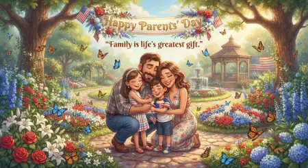 Happy Parents Day Family Love Illustration - Free American Parents Day 2026 Download