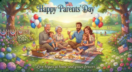 Happy Parents Day Heartfelt Wishes Image - Free American Parents Day 2026 Download