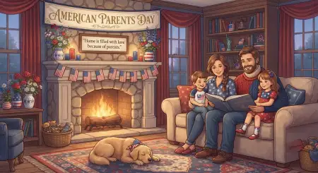 Happy Parents Day Studio Ghibli Style Artwork - Free American Parents Day 2026 Download