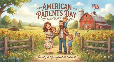 Happy Parents Day Vintage American Illustration - Free American Parents Day 2026 Download