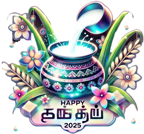 happy pongal 2025 png with flowers