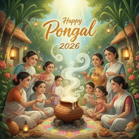 Happy Pongal Wishes Traditional Style 2026 - Free Happy Pongal Wishes 2026 Download