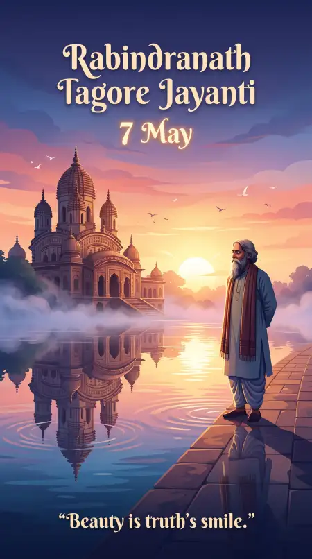 Happy Rabindranath Tagore Jayanti Classy Poster