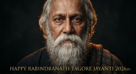 Happy Rabindranath Tagore Jayanti Portrait Wallpaper