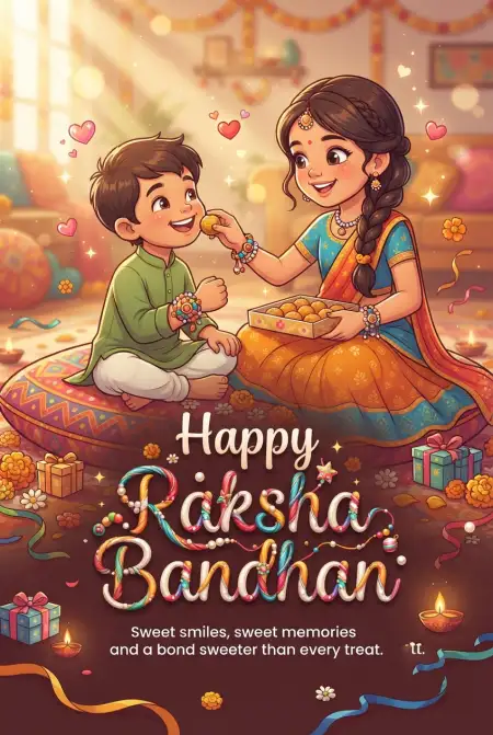 Free Happy Rakhi Wishes For Brother From Little Sister Image Download