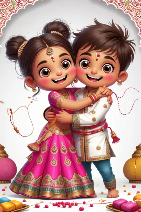Happy Raksha Bandhan Background With Brother And Sister