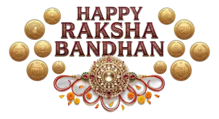 Happy Raksha Bandhan Golden Rakhi Decoration Png Transparent Background - Free Happy Raksha Bandhan Png Transparent Download