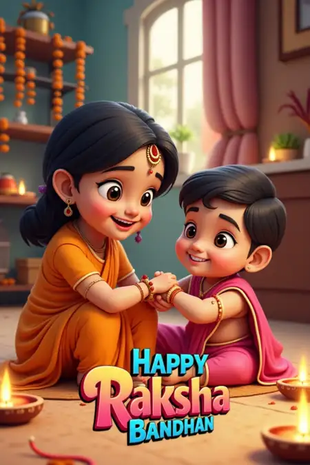 Happy Raksha Bandhan Kids Wallpaper With Wishes - Free Raksha Bandhan Wishes Download