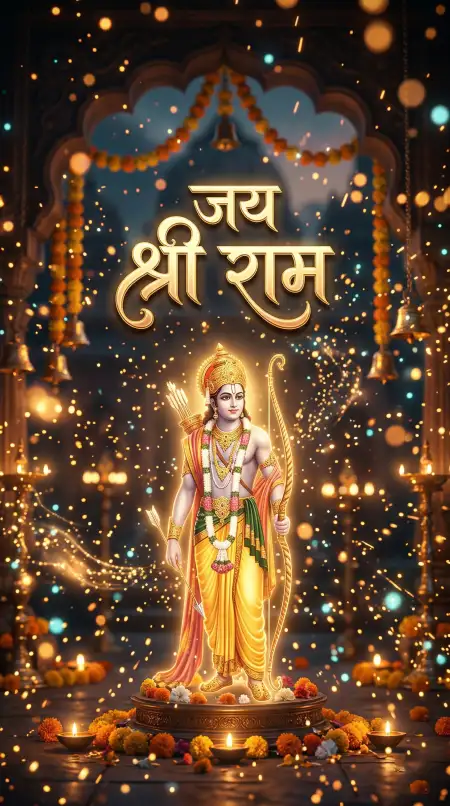 Free Happy Ram Navami Images With Golden Text Image Download