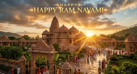 happy ram navami wishes with ayodhya temple