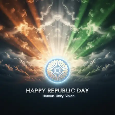Free Happy Republic Day Banner With Ashoka Chakra Background Download